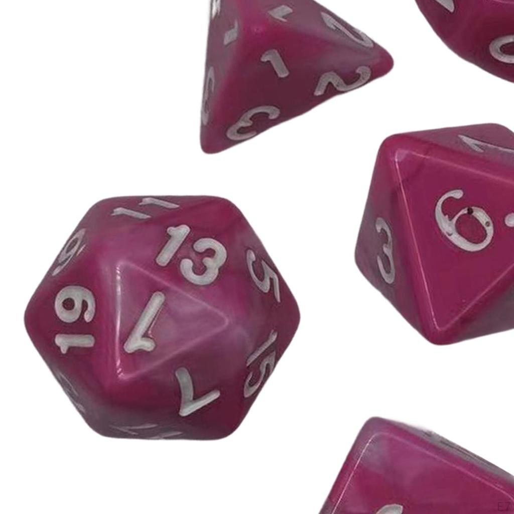 7 Pieces Acrylic Polyhedral Dices D6 D4 D8 D10 D12 D20 Gifts Board Game Props Durable for Role