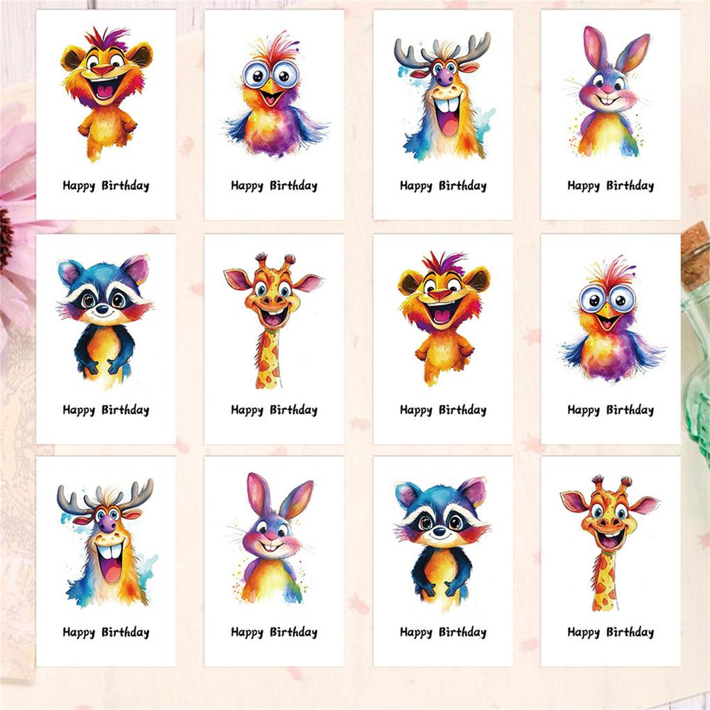 12Pcs Anniversary Greeting Card For Men Women Husband Wife Adult Kid Cartoon Dog Birthday Greeting Card With Envelope