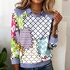 Ladies' Plaid Printed Casual Long Sleeved Sweatshirt Top