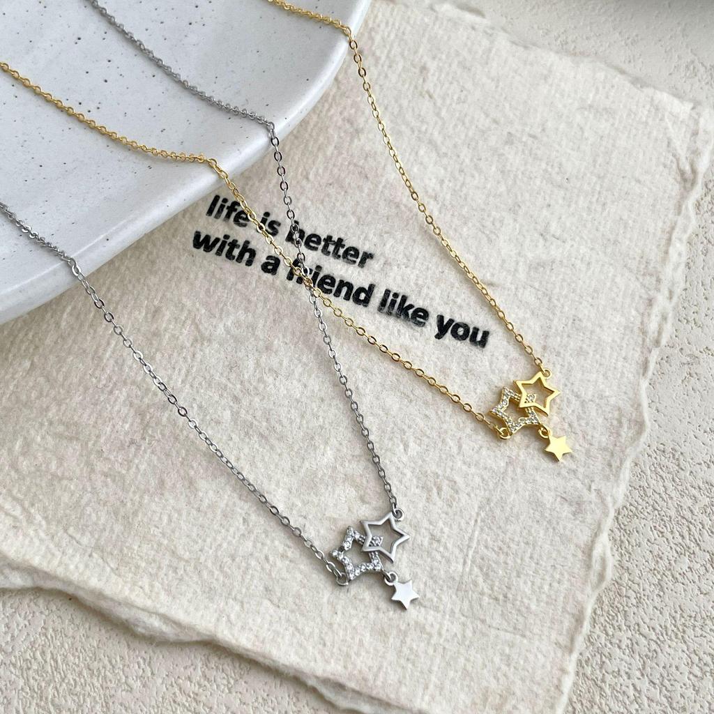 Women’s Pure Silver Star Necklace: Niche Design, High-End Style, Small Clavicle Chain