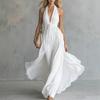 1011 Neues sexy einfarbiges ärmelloses V-Ausschnitt-Taillen-Mode-Freizeitkleid für europäische und amerikanische Frauen