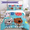 3pcs Custom Name Mouk Bedding Set Duvet Cover Closure Includes 1 Duvet Cover & 2 Pillowcases, Soft and Comfortable for All Seasons.