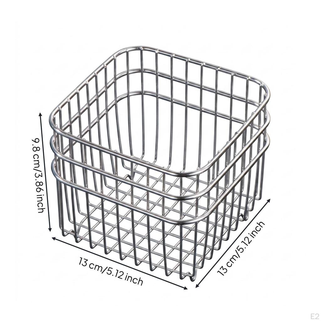 Wire Storage Basket RustResistant Stainless Steel Ventilated Container for Desktop, Washroom,