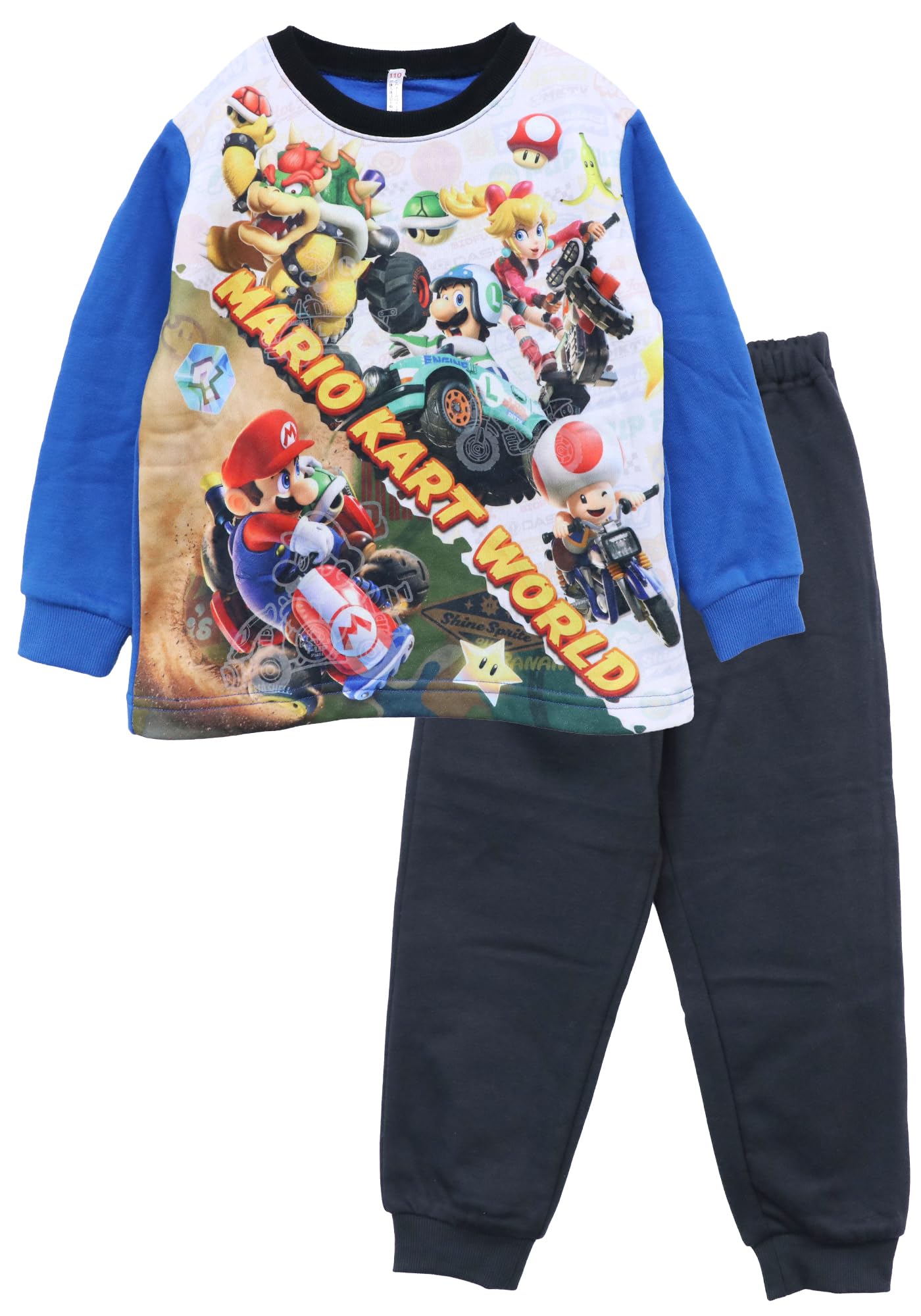 

Kaitak Family Mario Kart World Kids Light-Up Pajamas, Long Sleeve, Fleece-Lined, Winter, Sizes 110cm, 120cm, and 130cm (130cm, Blue)
