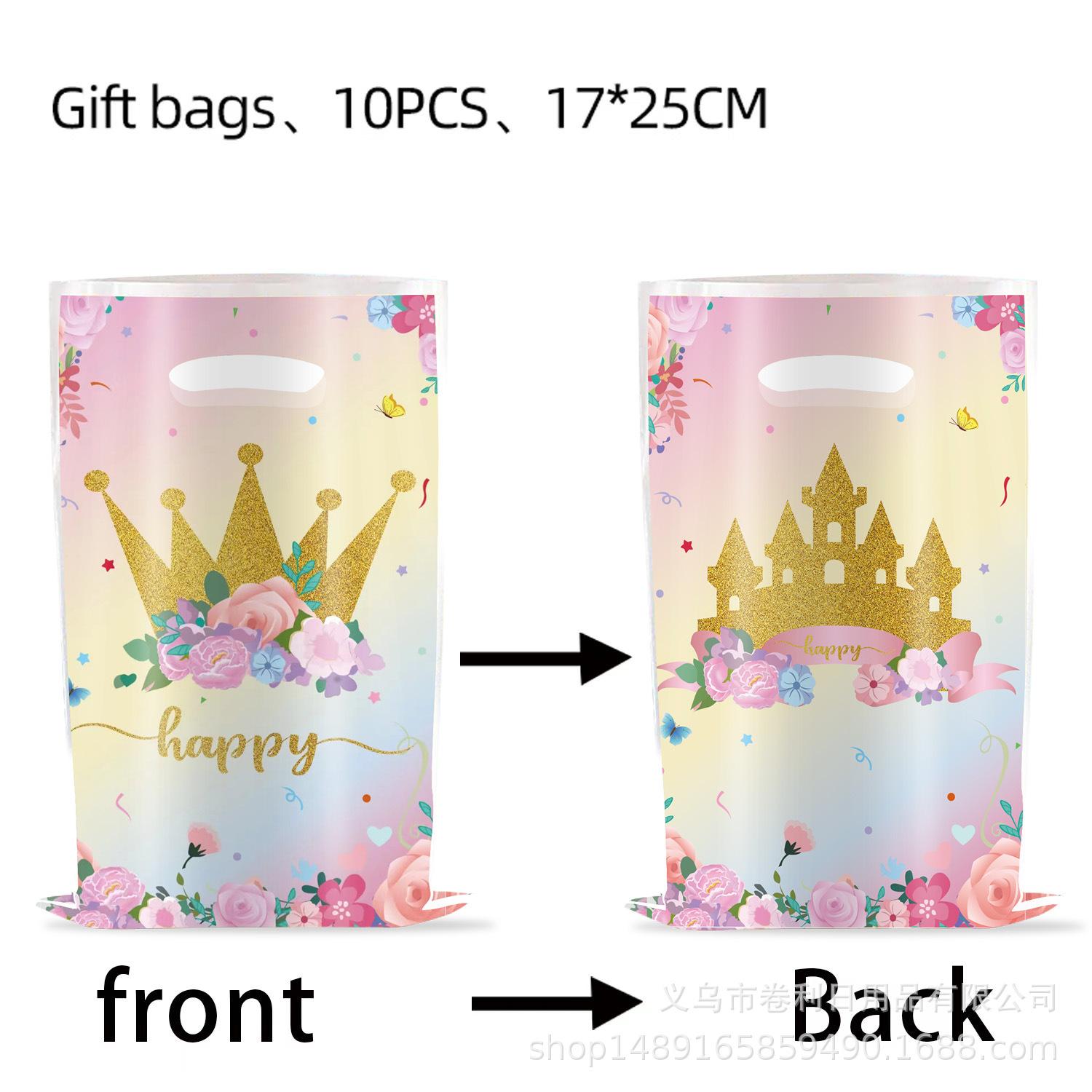 

Princess Castle Theme Party Supplies Gift Bag Castle Line Decorative Candy Bag Gift Bag Tote Bag Gift bag 10pcs (double sided)