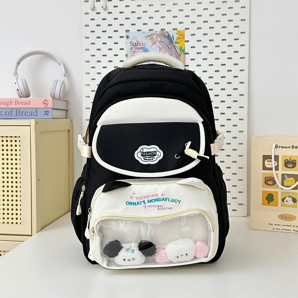 School bag high value ins fresh and cute, junior high school students contrast colors, casual, lightweight and large capacity
