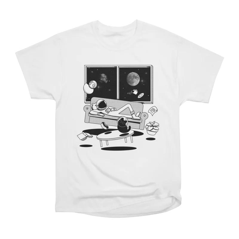 Men Casual Shirts Short Sleeves MY ROOM MY UNIVERSE Tees Oversized T-shirts S белый