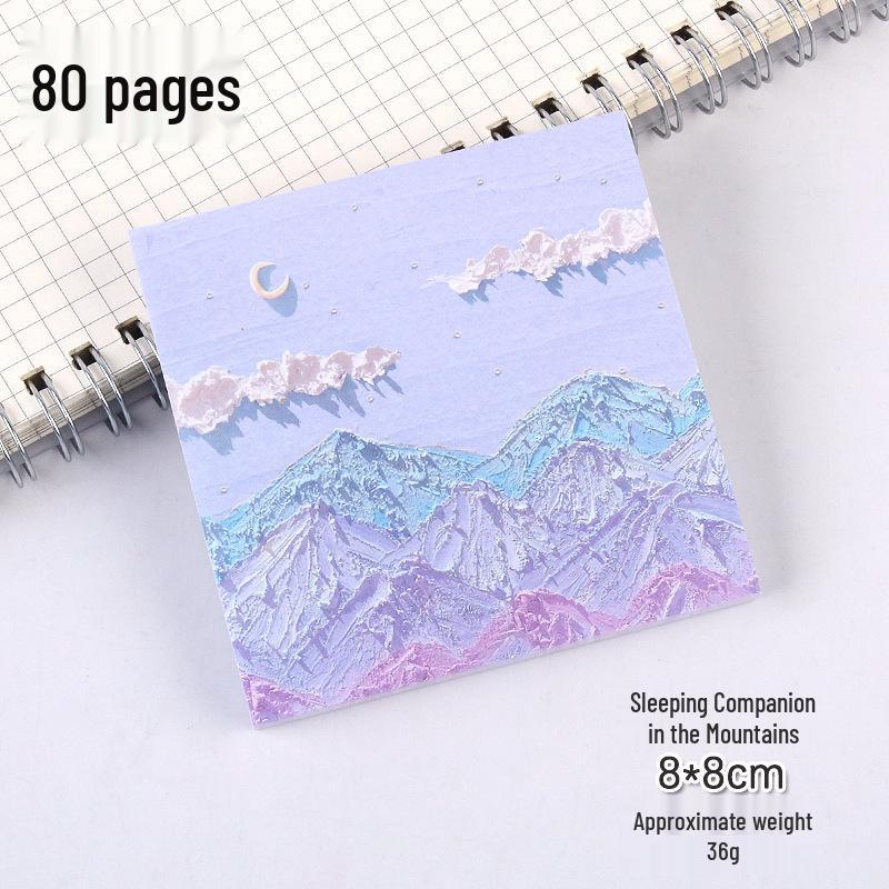 High-Value Ins-Style Oil Painting Sticky Notes, Attachable Message Cards for University/High School, Cute Sticky Notes