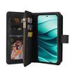 For Xiaomi Redmi Note 14 Pro+ 5G/Xiaomi Poco X7 5G/Xiaomi Redmi Note 14 Pro 5G Zipper Wallet Case with 15 Card Slots and Strap Leather Phone Cover