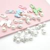 51298  500pcs/bag Round Shank Plastic ABS Pearl Button Rhinestone Pearl Pendant for DIY Keychain Jewelry Making