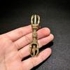 Brass Five-pronged Vajra (8.2cm Long) - Buddhist Altar Implement, Esoteric Buddhist Ritual Implement, Temple Implement, Hand Tool, Vajra [Antique Copp