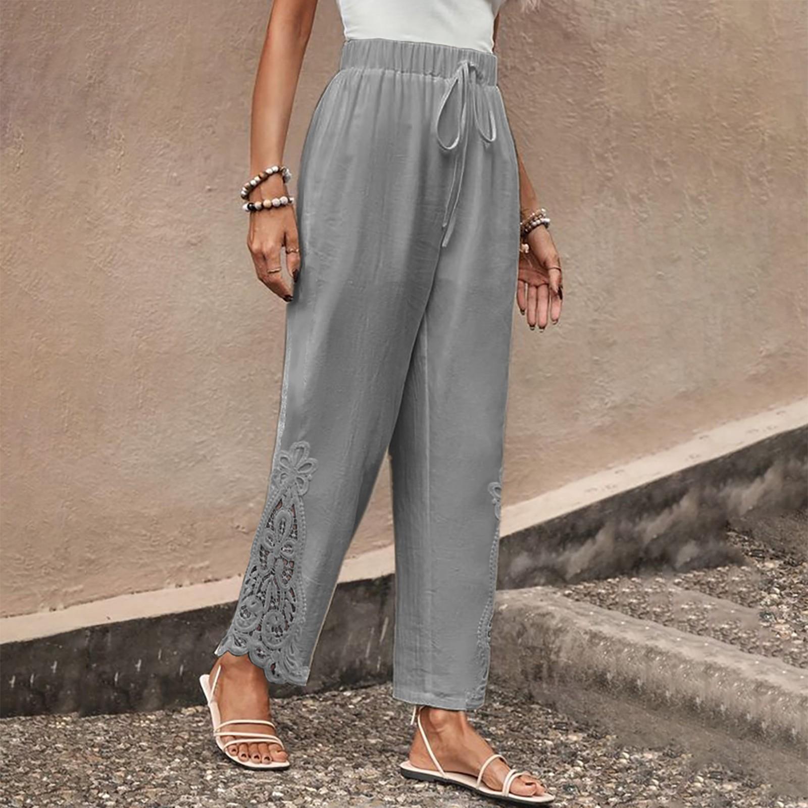 

Модные и сексуальные женские летние повседневные брюки, милые брюки с девятью точками, брюки с эластичной резинкой на талии L