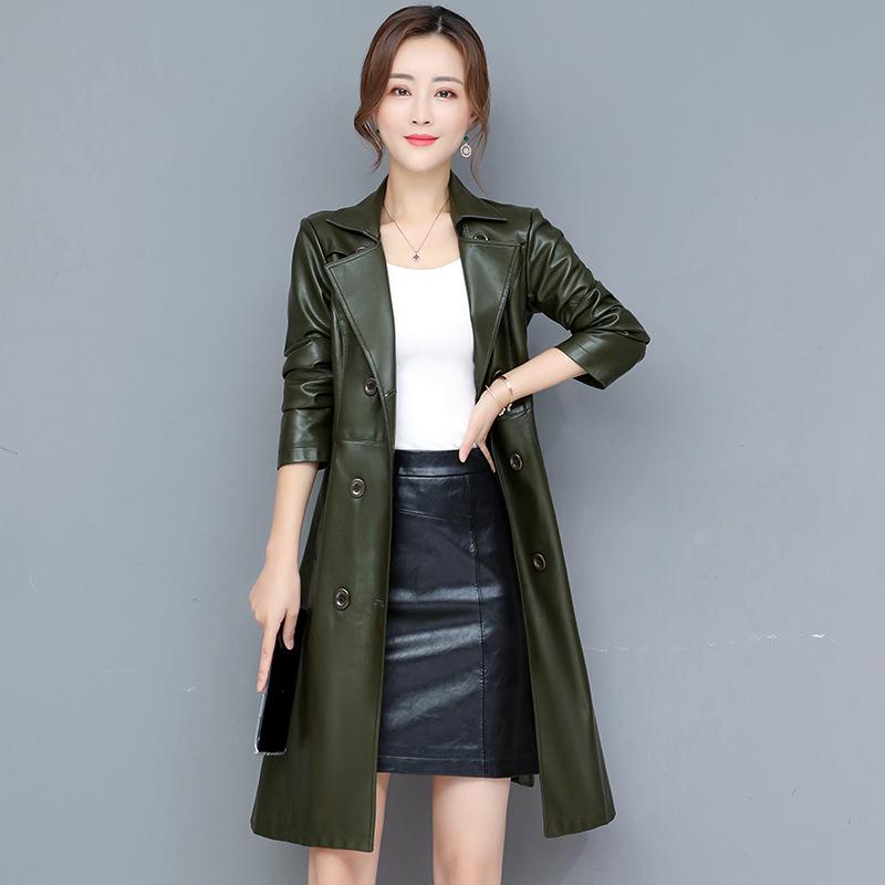 Herbst und Winter Neuer Baumwoll-Ledermantel für Damen, mittellang, modische Windjacke aus Schaffellimitat, großer Motorrad-PU-Ledermantel