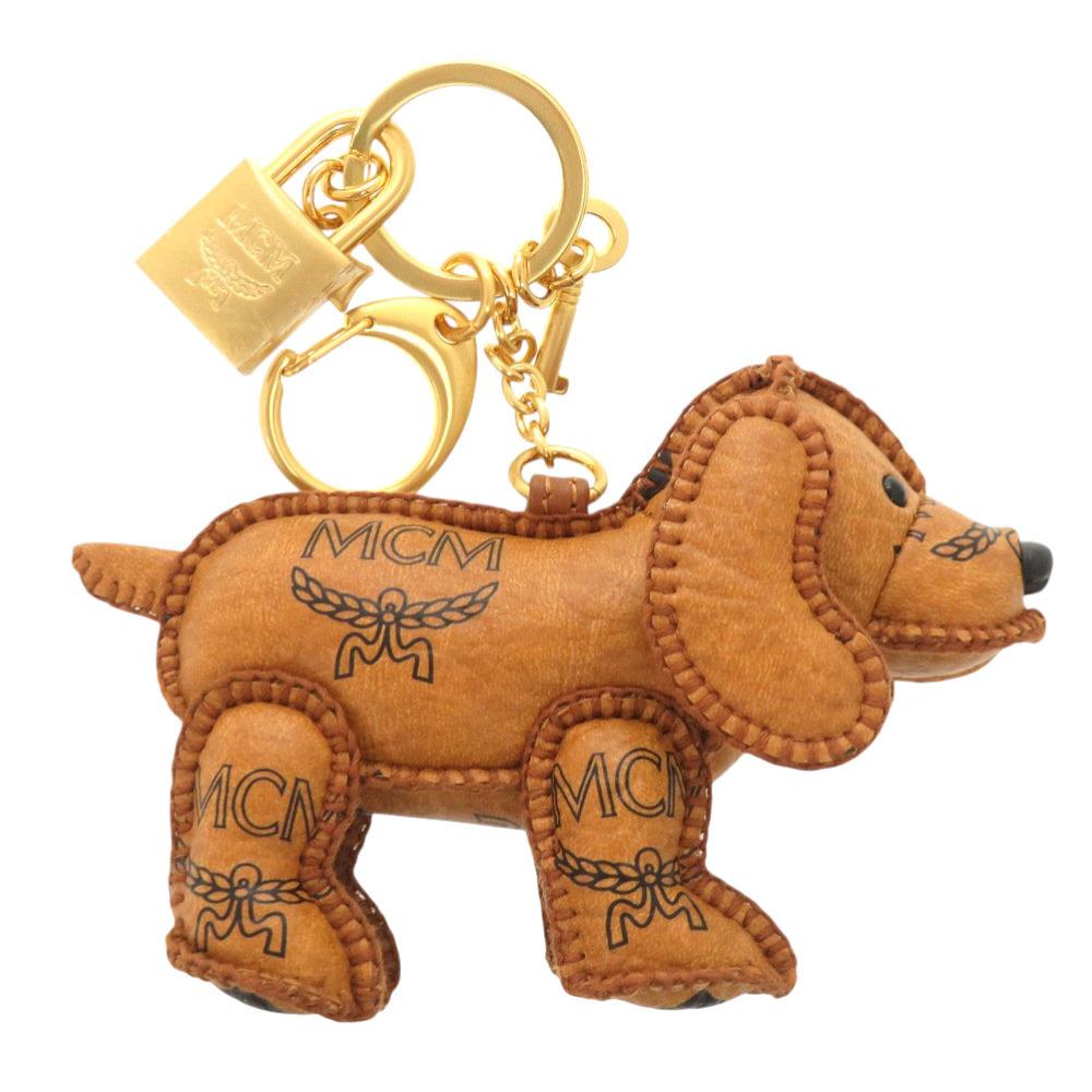 Used AUTHENTIC MCM Vicetos Dog dogKey Holder Brown Leather