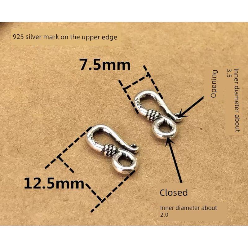 

Sterling Silver Thickened Version Connecting Buckle Pendant Eight-Word Buckle Retro S Buckle Necklace Bracelet Carrying Strap Lanyard DIY Accessories One side closed 8-button