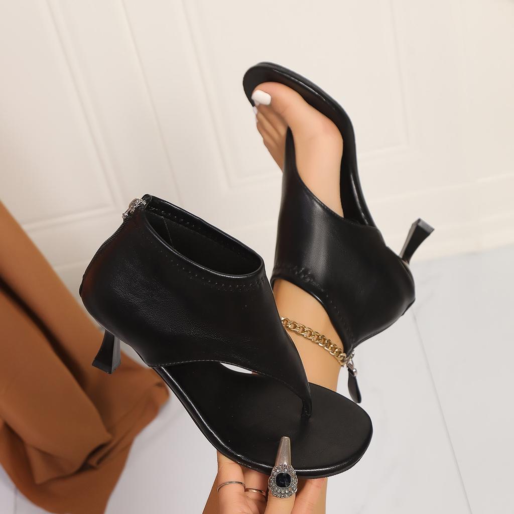 Fashion Women Sandals new Fashion High Heels Sandals Women Flip Flops Summer Zipper Soft Sole Roman Shoes Women Temperament Cool Boots