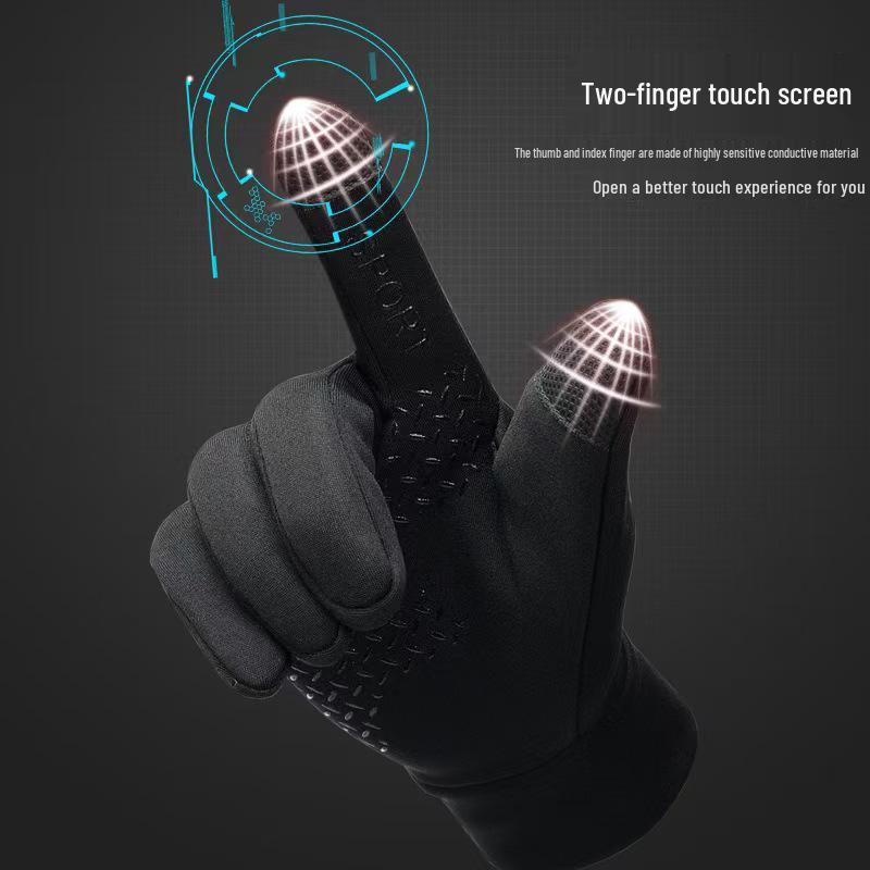 Men's Autumn/Winter Cycling Gloves: Warm, Velvet-Lined, Windproof, Waterproof, Non-Slip, Touchscreen Compatible for Outdoor and Electric Riding.