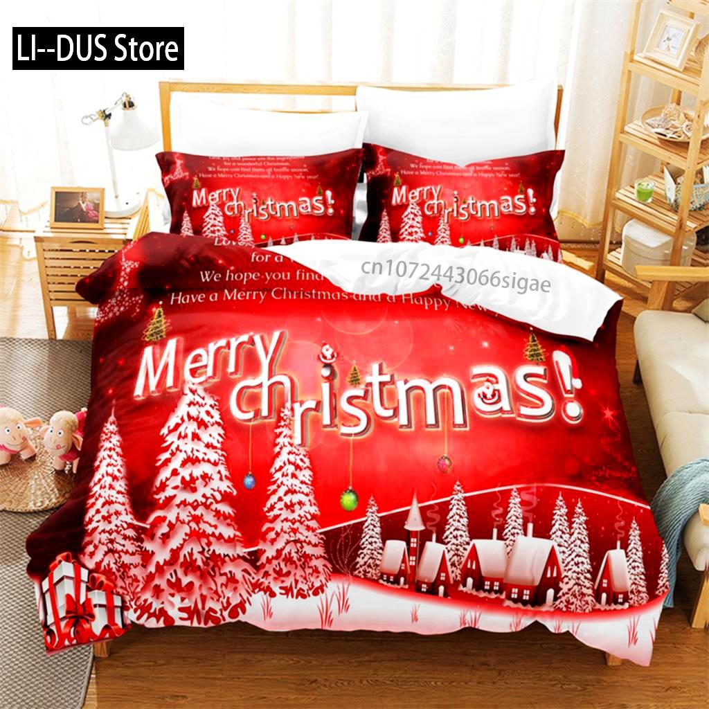 Red Christmas Bedding Set Duvet Cover Set 3d Bedding Digital Printing Queen Size Bedding Set Fashion Design