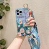 Applicable To Xiaomi 13lite Blue Light Rhinestone Mobile Phone Case Oil Painting Flower Red Rice Note12 Wrist Strap Bracket Crossbody