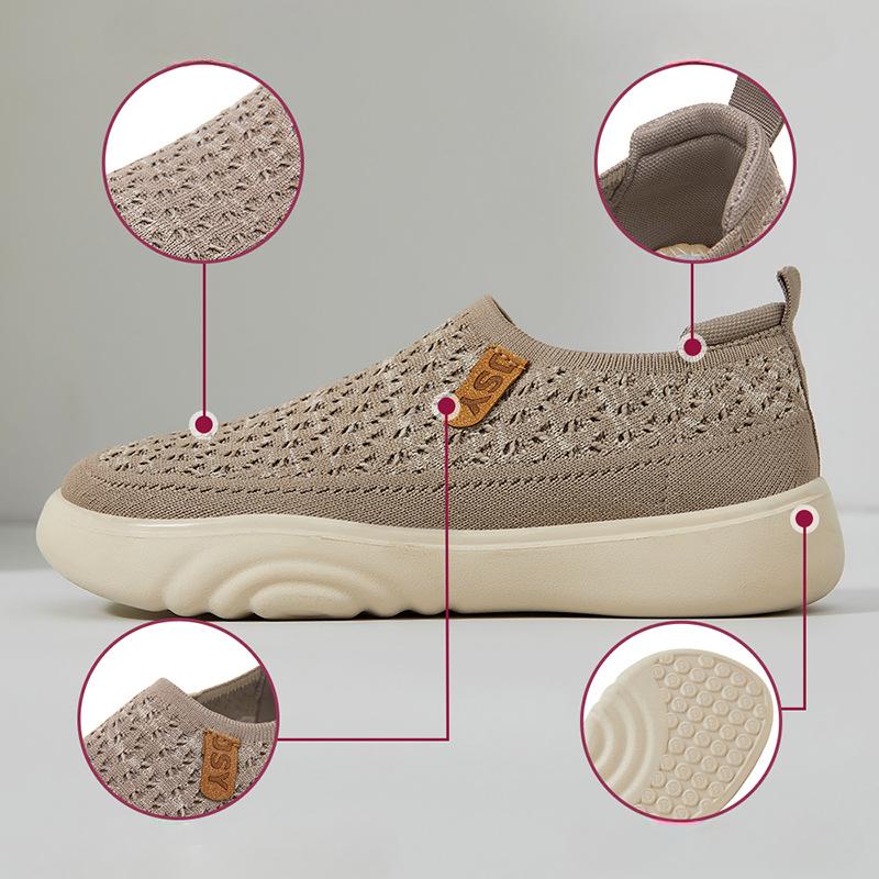 Zapatos de mujer de primavera nuevos con tejido volador, transpirables, para pies no apestosos, zapatos casuales, zapatillas de suela suave, zapatos de mujer de malla transpirable
