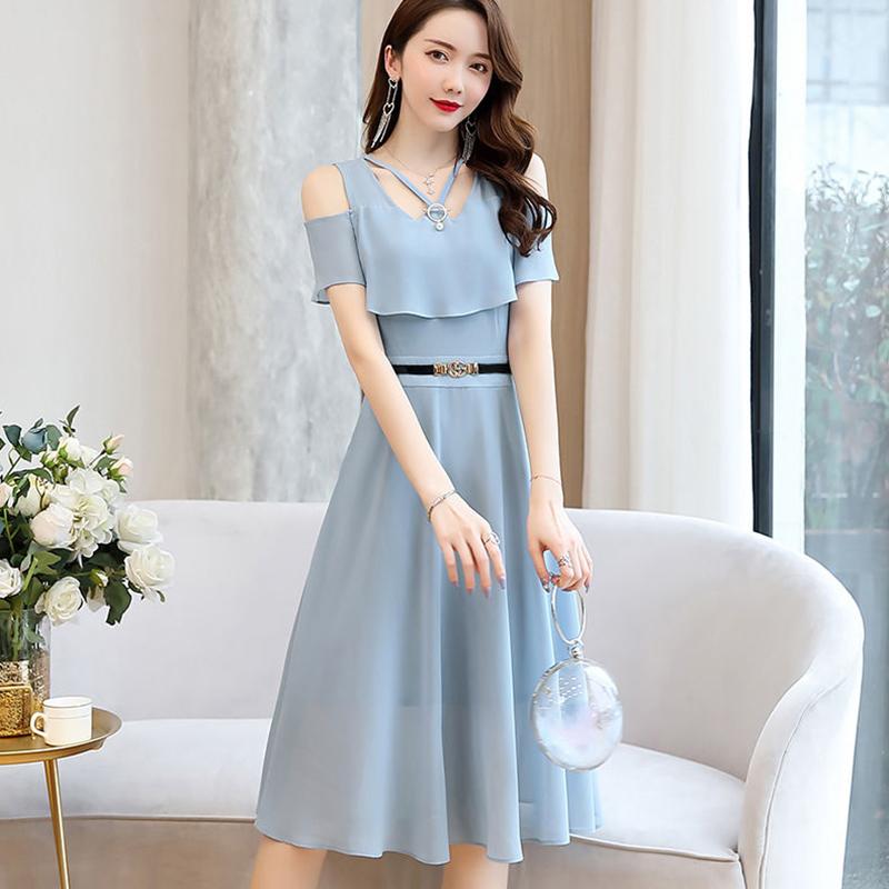 Schulterfreies Chiffonkleid mit Rüschen und Gürtel für den Sommer im koreanischen Stil, schmale, mittellange Taille und dünner, trägerloser Feenrock im Temperament für Damen