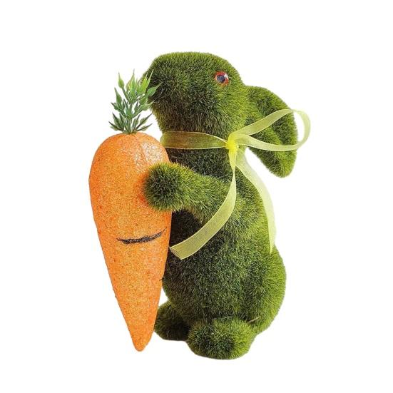 Harzbeflockte Hasenfigur Osterhase Beflockung Hasenskulptur Schmuckstück Kleiner Kunstmoos für Frühling Ostern