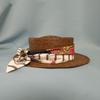 Used Straw Hat Boater Hat with Scarf