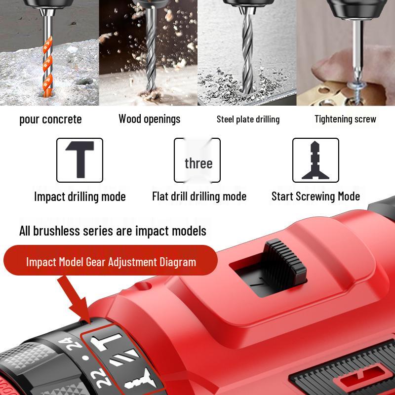 Delixi Rechargeable Brushless Electric Drill & Screwdriver with Impact Function for Household Use