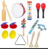 Orff Percussion Set: Tambourine, Cymbals, Wrist Bells, Triangle, Dance Plates for Kids
