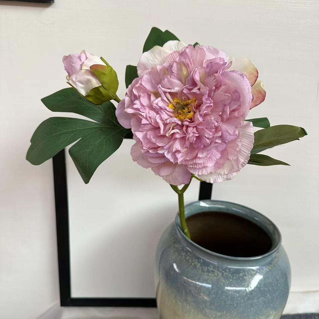 Artificial Peony Flower Head with Scorched Edge - Rich Peony Bouquet for Living Room Decoration