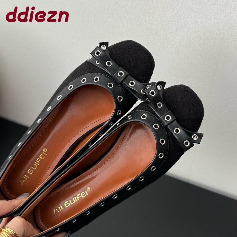 Fashion Fashion Metal Women Flats Shoes Butterfly-Knot Luxury Female Shallow Ladies Flats Shoes With Height Increasing Footwear lady