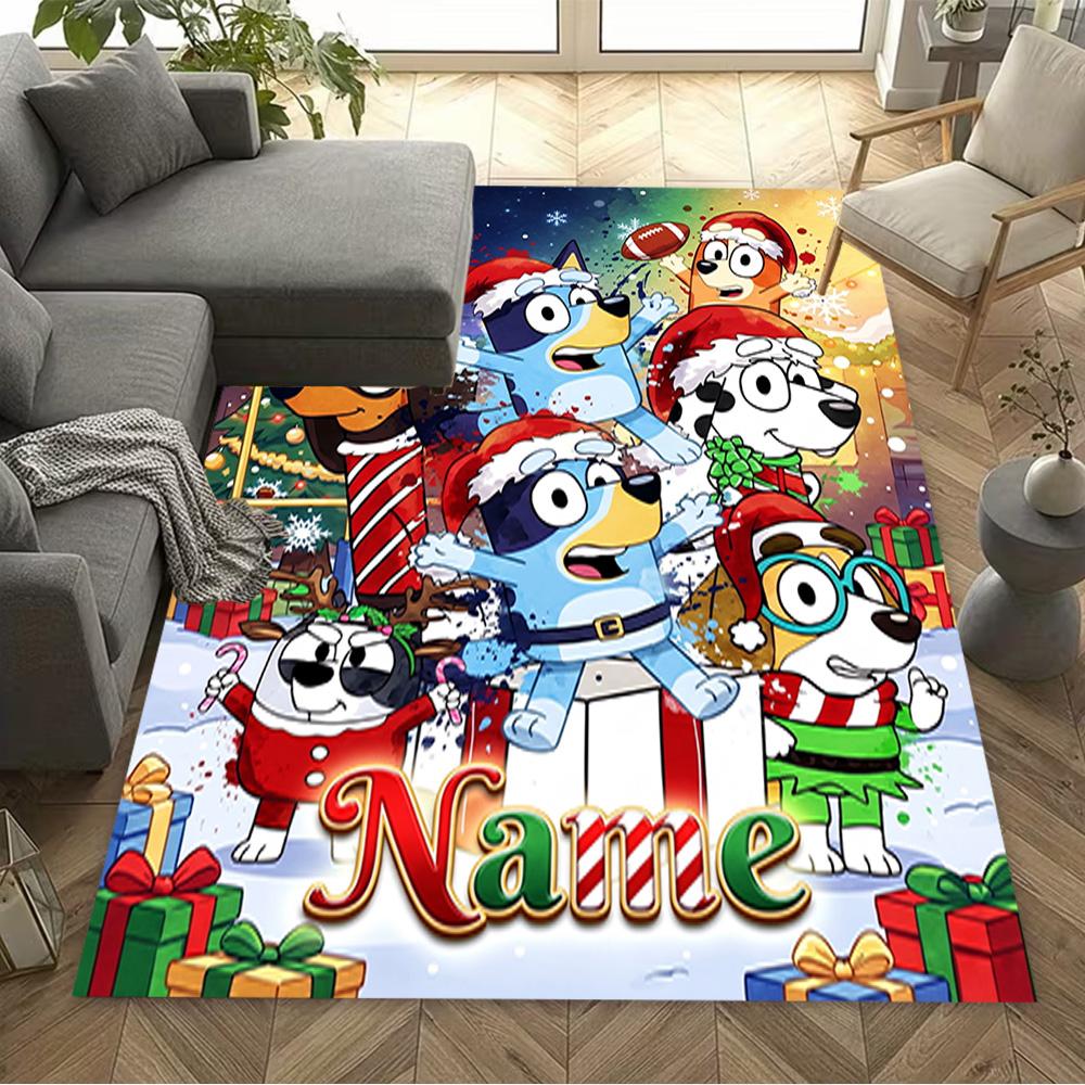 Soccer Fun Bluey Customized Name Floor Mat Design for Dormitory Decorate Room Outdoor Entryway Antislip Carpet Anime Office Decor