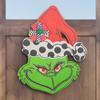 Grinch Christmas Wooden Wreath Front Door Welcome Sign Wall Home Decoration