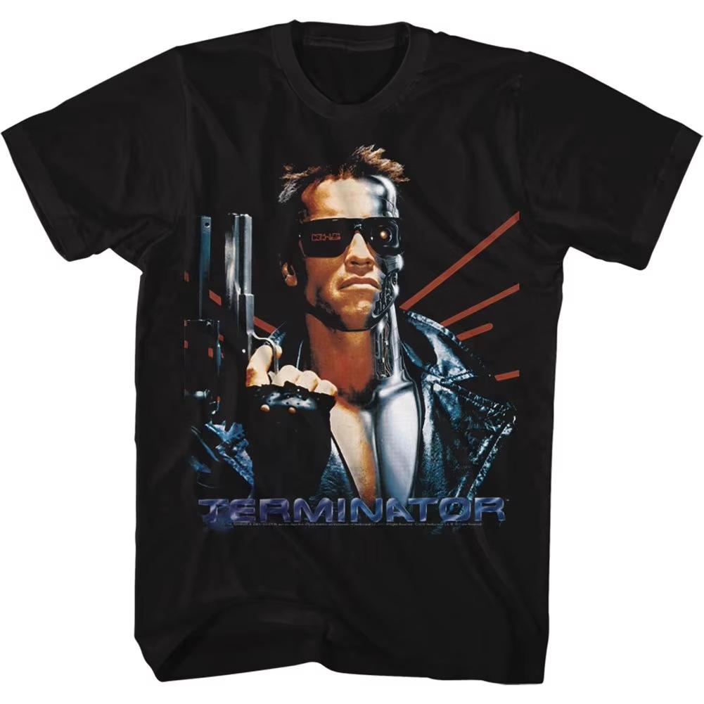 Men's Summer Terminator T-shirt Retro Sci Fi Action Movie Pattern Short Sleeve Casual Oversized Unisex TShirt Streetwear Cotton
