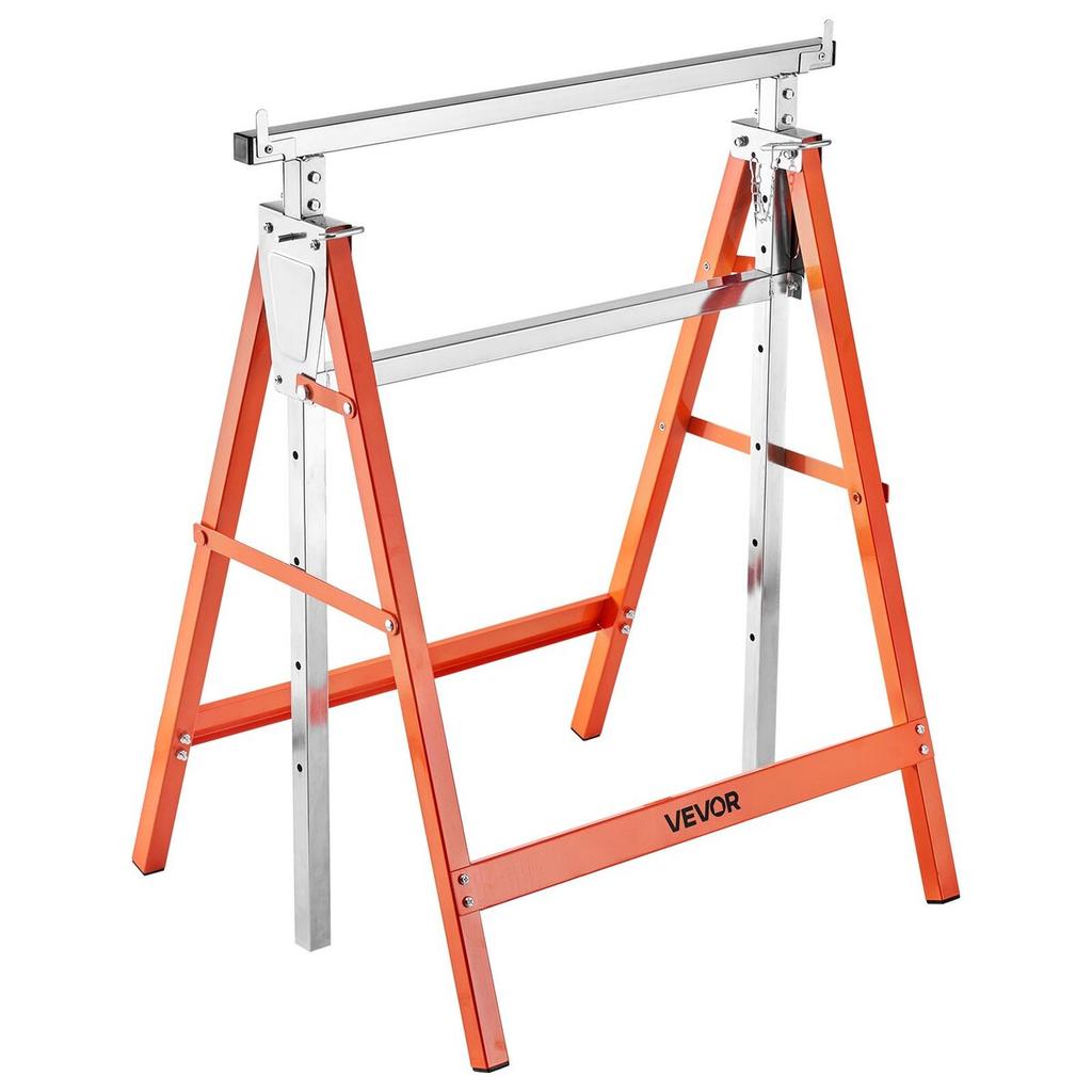 Saw Horses, 2 Pack Folding Work Horses, 199.6 kg Load Capacity Sawhorse with Heavy Duty Legs, Adjustable Height Saw Horse with Non-Slip Foot Pads, for