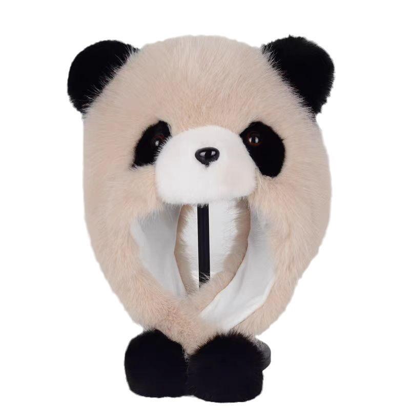 Panda Plush Hat For Women Kids Winter Warmth With Earmuff Protection