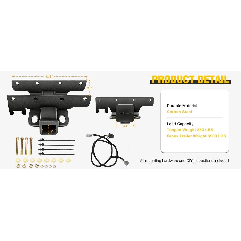 Kit Ricevitore Gancio di Traino per Paraurti Posteriore Nilight da 2 Pollici, Compatibile per Jeep Wrangler JK 4 Porte e 2 Unlimited 2007-2018, Con Cablaggio a 4 Pin