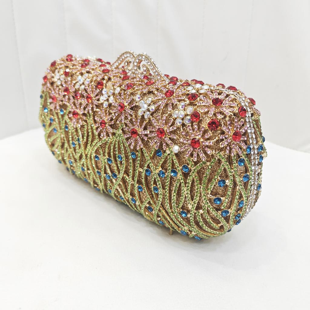 Women Rhinestone Evening Bag Green/Blue/Pink/Red Crystal Wedding Purses Bridal Prom Clutches Diamond Party Formal Handbags