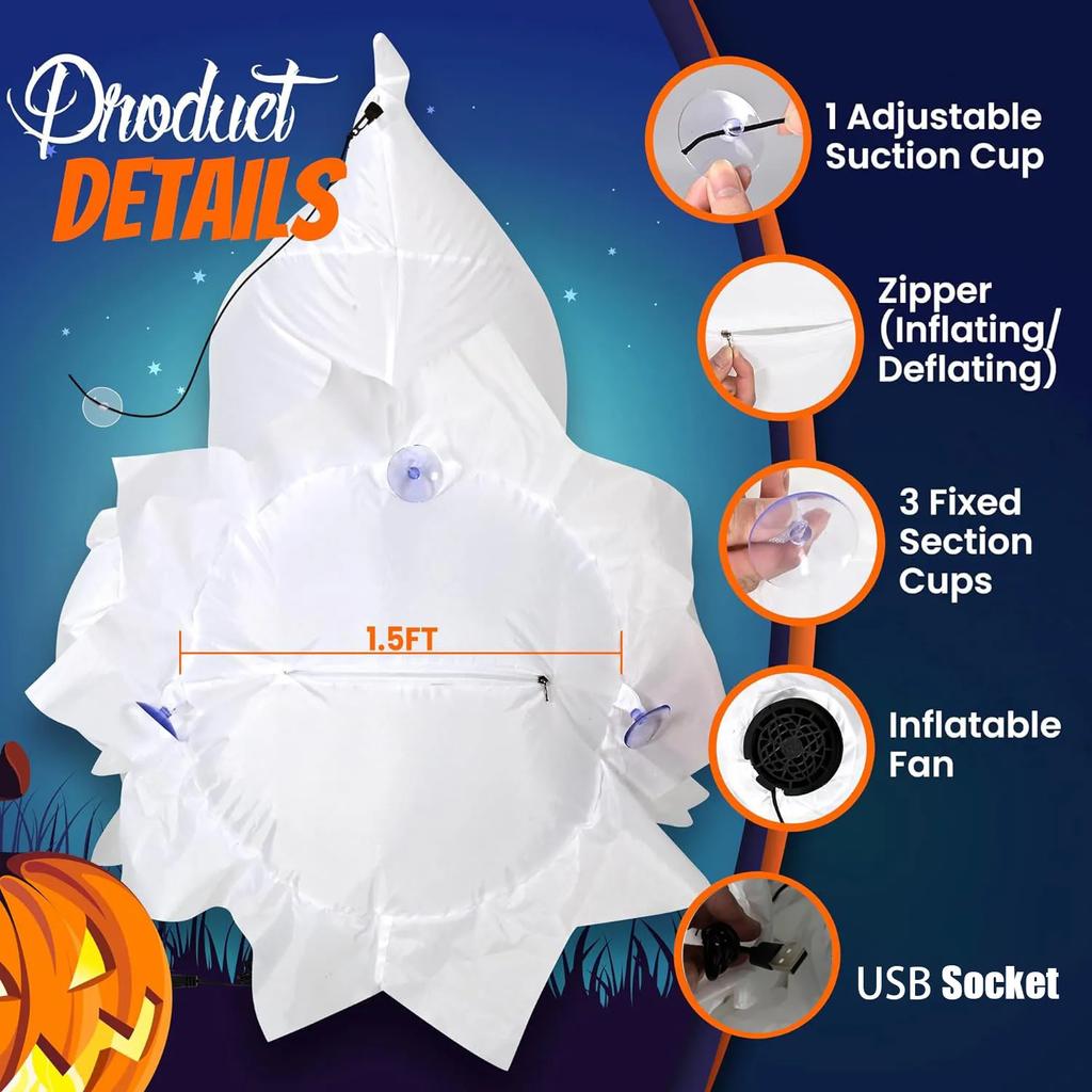 Halloween Inflatable Monster and Ghost Decoration for Haunted House Party, Spooky Indoor and Outdoor Garden Decor