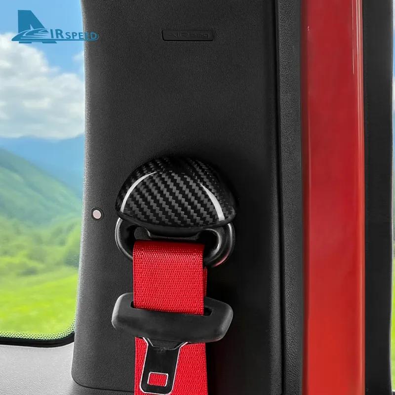 Real Dry Hard Carbon Fiber LHD RHD Car Seat Belt Interior Cover For Abarth 595 695 595C 695C Fiat 500 500C 2008-2024 Sticker