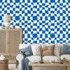 Wallpaper Casual checkerboard blue, white and azure 50x1000