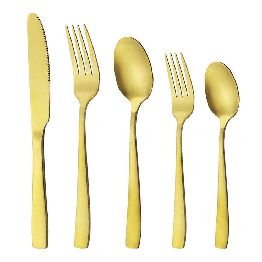 Dinnerware Gold Stainless Steel Set Cutlery Knife Fork Spoons Dessert Coffee Spoons Sliverware Kitchen Party Tableware Flatware