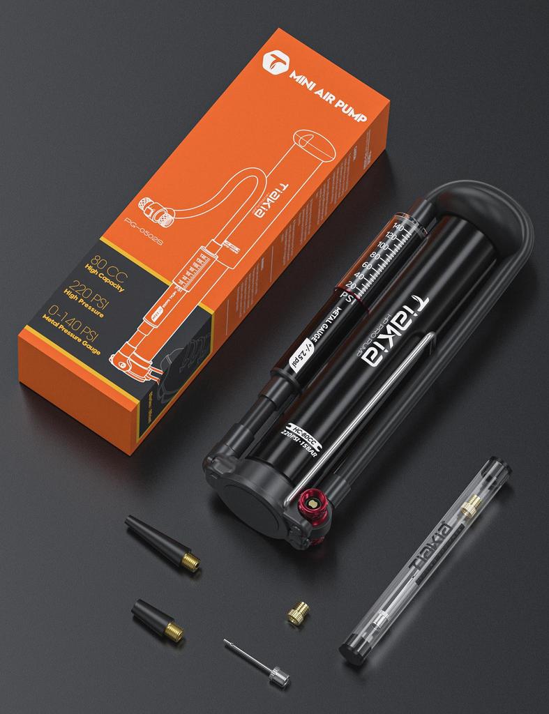 Tiakia Bicycle Air Pump Floor Pump Compatible with Valves Portable Pump Compact with Pressure Gauge Road Bike Cross Bike Air Pump Small Durable