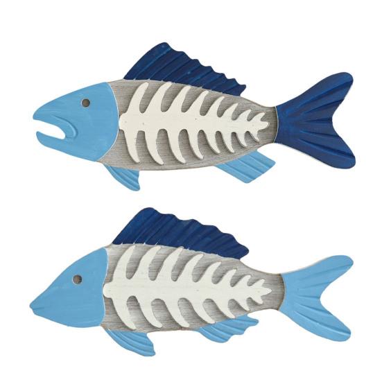 Holzfischgräten Wanddeko Strandholz Fisch Wandskulptur Vintage Mediterraner Stil Fisch Hängende Wandkunst für Zuhause Seehaus Schlafzimmer Dekor