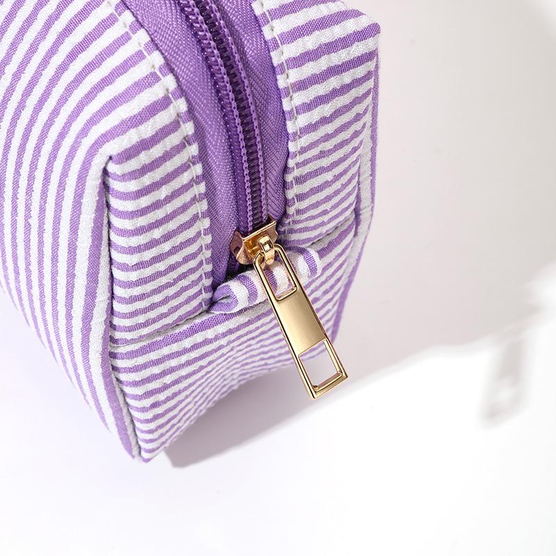 2 Pieces Makeup Bag Stripe Cosmetic Bag Capacity Mix Travel Toiletry Bag Organizer Cute Makeup Brushes Aesthetic Accessories