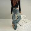 2025 Autumn/Winter Women's Sleek Low-Waist American Loose Straight-Leg Floor-Length Wide-Leg Jeans