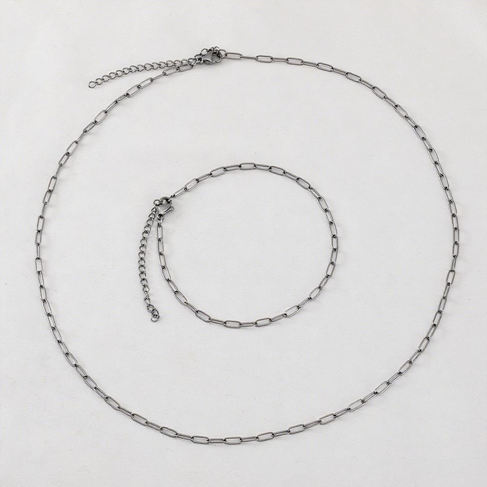 1PC 5PCS New Stainless Steel Frosted Necklace Bracelet Set Jewelry Making Gift Thick Link Chain OT Buckle Clasp Handmade Chokers