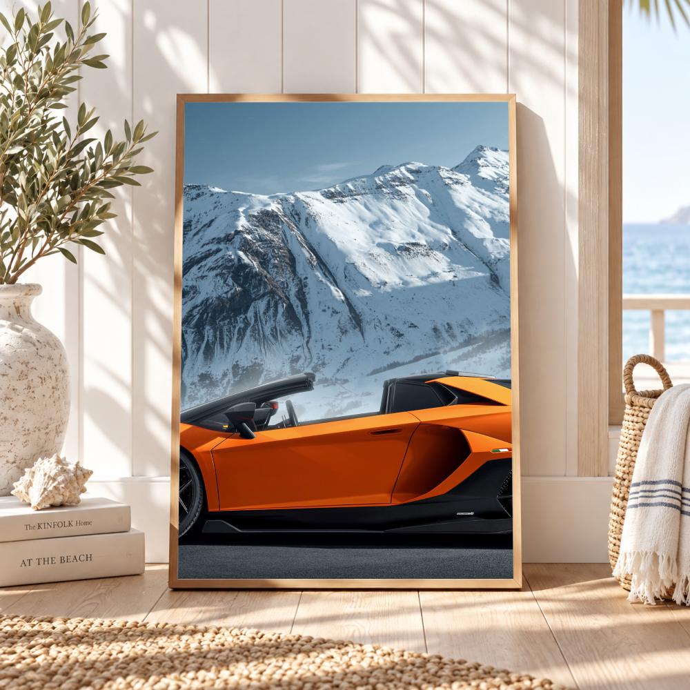 Sports Car Three Quarter View Painting Calligraphy 3 PCS Canvas Wall Art for Living Room Bedroom Prints Decor Modern Wall Decals