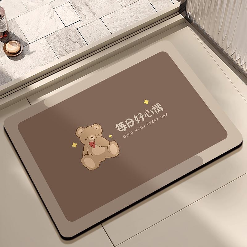 Mata podłogowa z ziemi okrzemkowej, kreskówkowa mata podłogowa do łazienki, silnie chłonna, domowa, pod drzwi toalety, antypoślizgowa mata