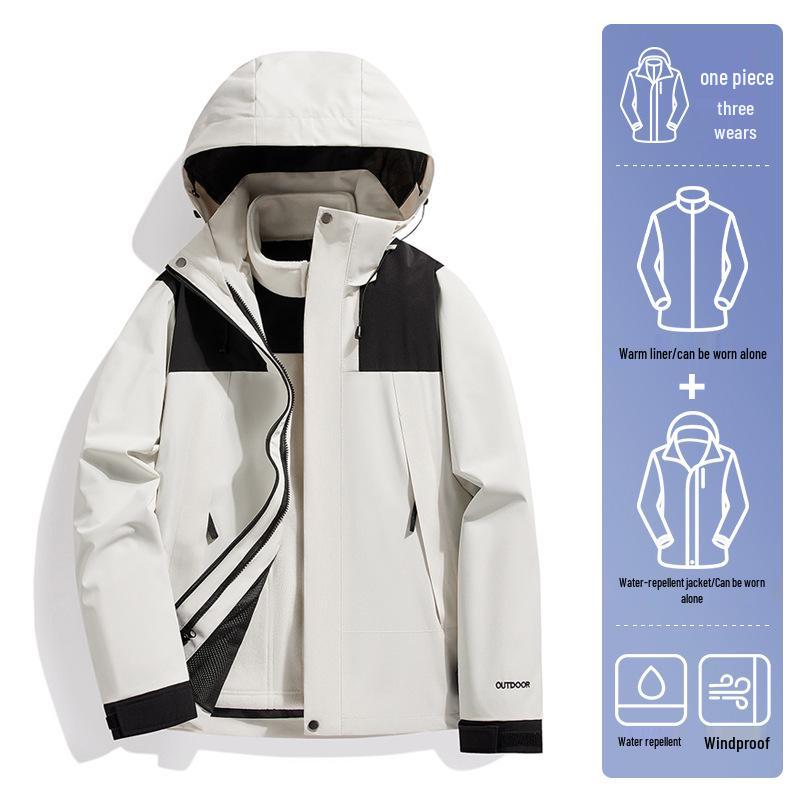 

Мужская и женская флисовая куртка-ветровка в стиле колор-блок: Утепленная куртка 3-в-1 для альпинизма для осенне-зимних путешествий на открытом воздухе и занятий спортом 2024 XL